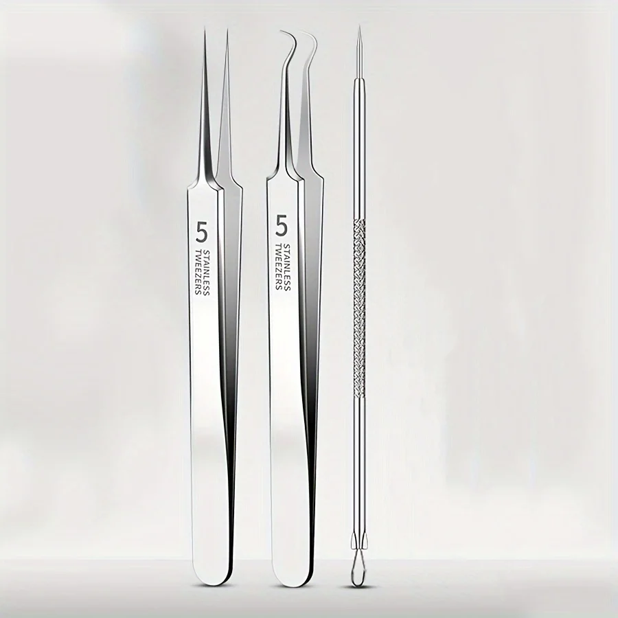 No. 5 Stainless Steel Blackhead & Blemish Remover Set - Unscented Acne Extraction Tools for Face & Nose, Normal Skin Type