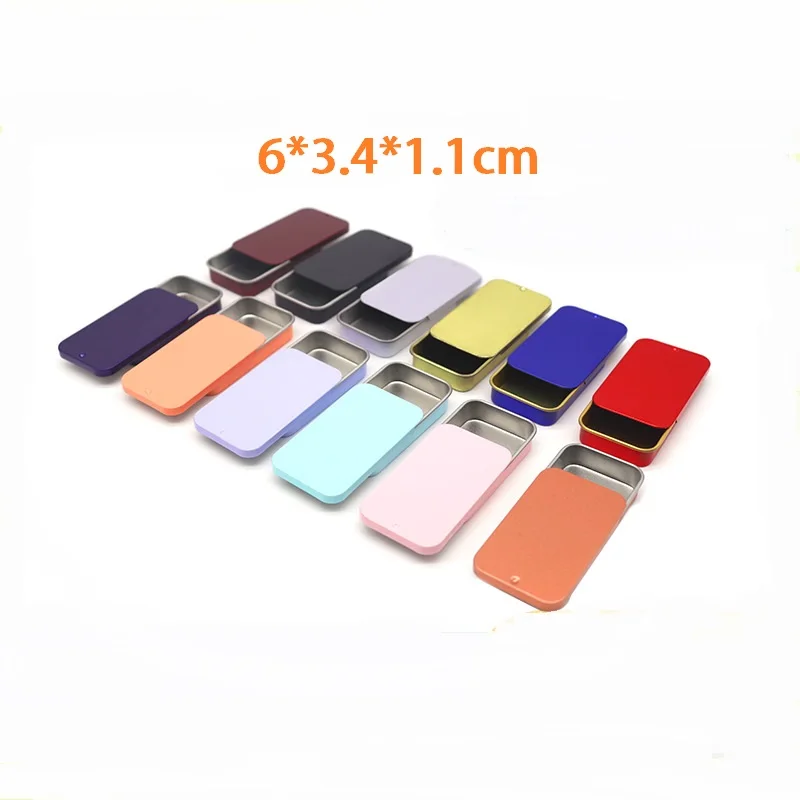 5PC Multicolor Mini Iron Box Slide Rectangular Empty Tins Storage Box Small Jewelry Pill Cases Cosmetic Organizer Containers