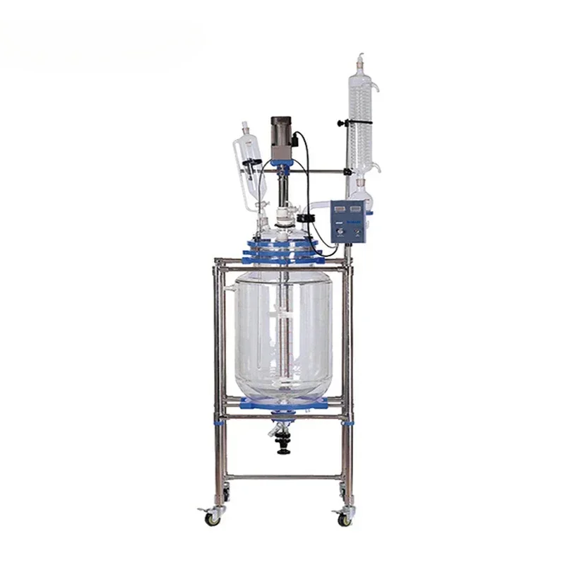 100L Jacketed Glass Reactor LCD Display Laboratory Double Glasses Reactor Price