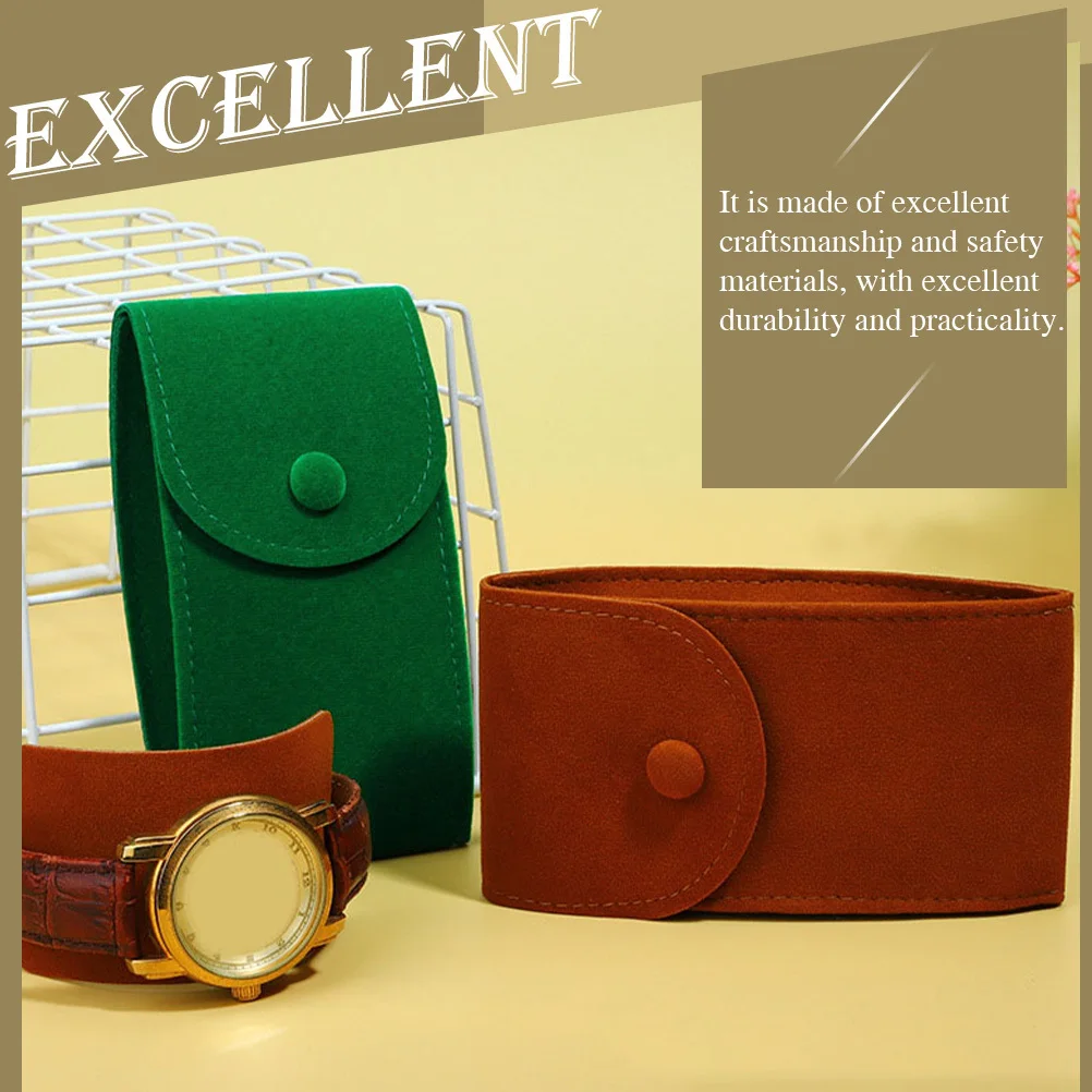 2Pcs Watch Pouch Simple Portable Jewelry Storage Bag Travel Organizer Dustproof Scratch Resistant Flannel Watch Travel Container