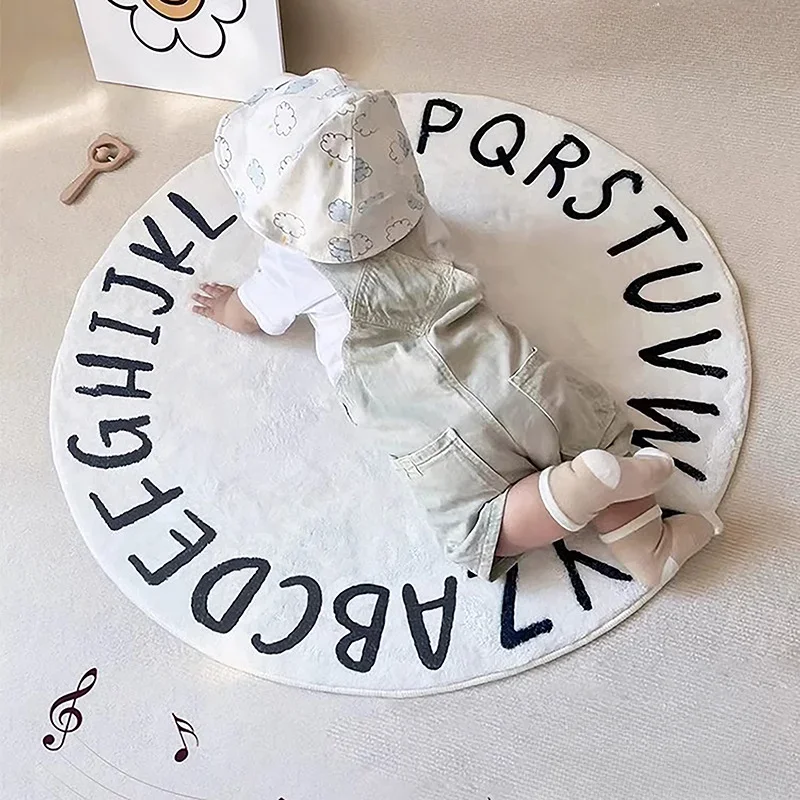 High Quality Round Carpet Anti-slip Baby Play Mat Washable Decorative Rugs Soft Printed Carpet for Room Decor and Comfort