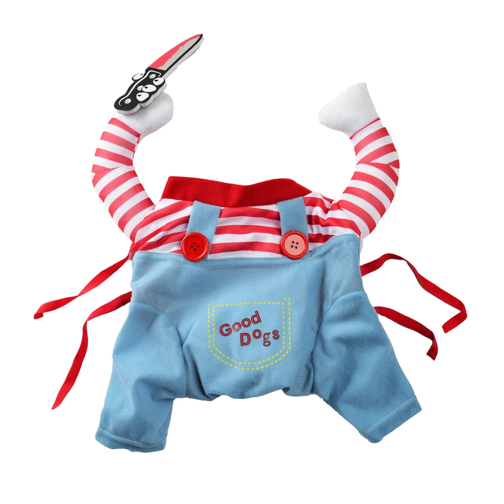 Pet Cat Funny Festival Cosplay Clothes Cute Striped Jumpsuit Outfit Halloween Party Dress-Up Costume for Kitten Small Large Dogs