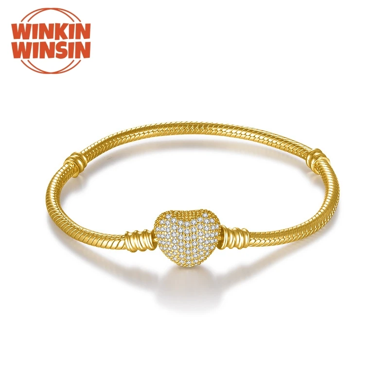 

Winkin Winsin S 925 Sterling Silver Bangle Moissanite Bracelet Champagne Gold Love Snake Bone With retro Bracelet Jewelry
