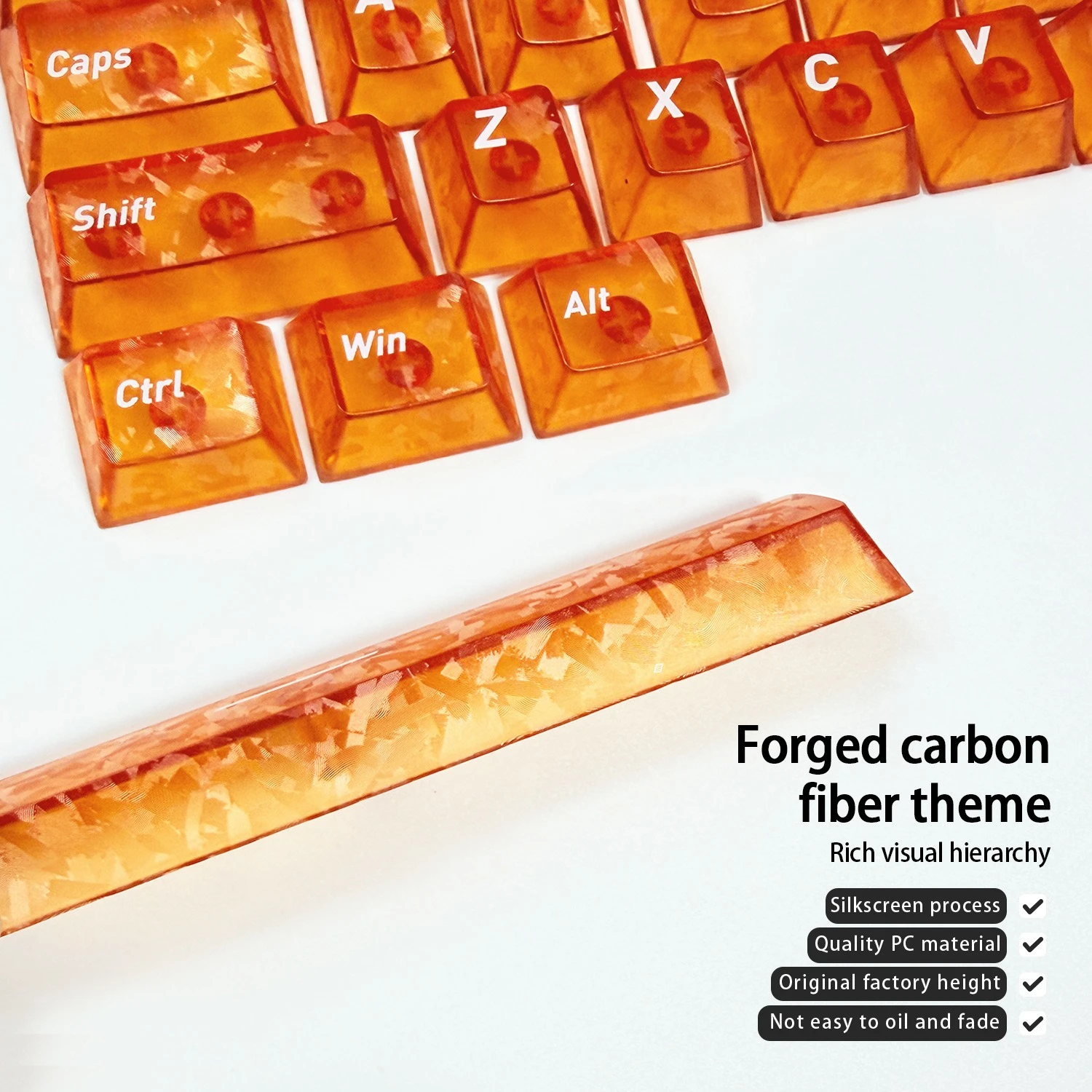 

Carbon Fiber Texture Engraved Ice Carbon Translucent Keycaps Cherry Profile Orange Pink Key Caps for Mechanical Keyboards