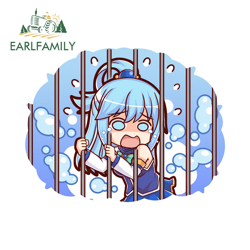 

EARLFAMILY Q-version Aqua Anime Car Sticker Loli Sunscreen Tumbler Refrigerator Decal Creative Scratch-Proof Laptop Decoration
