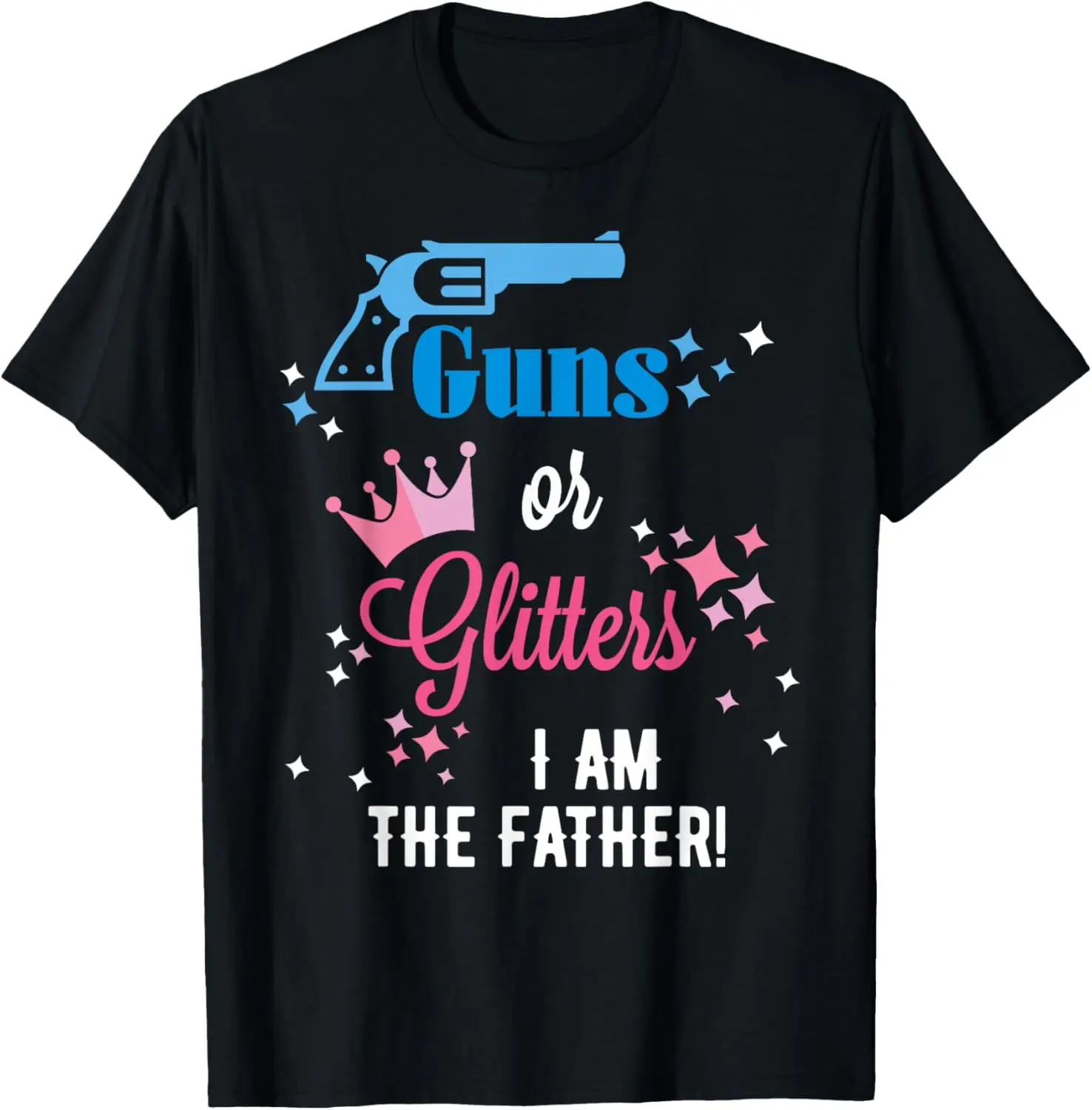 Mens Guns or Glitter Gender Reveal Shirt For Dad, Daddy, Father