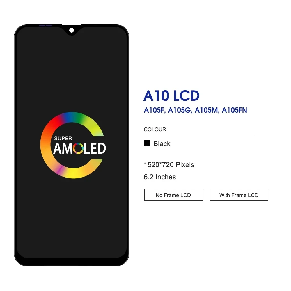 High quality For Samsung A10 A105 A105F SM-A105F A105FN LCD Display Screen replacement Digitizer Assembly with Frame