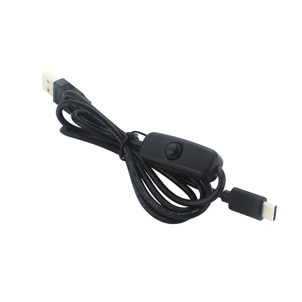 สายเคเบิลอะแดปเตอร์ไฟ5V 3A USB ไปยังสายแหล่งจ่ายไฟชนิด C พร้อมปุ่มเปิดปิดสำหรับเปลี่ยนราสเบอร์รี่ Pi 4