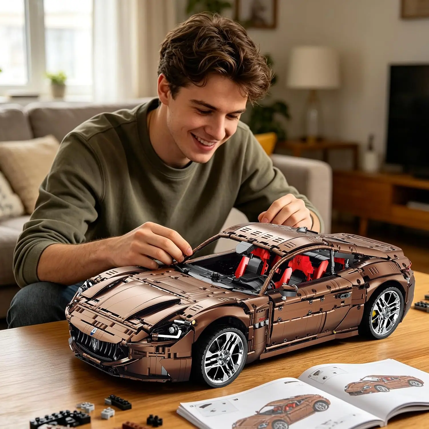 Remote Control 1:8 Racing Car Model Building Kit, 5480-Piece Sports Car Construction Blocks Set for Adults Teens 14+, Creative Gift for Boys Girls, Hobby Toy Vehicle