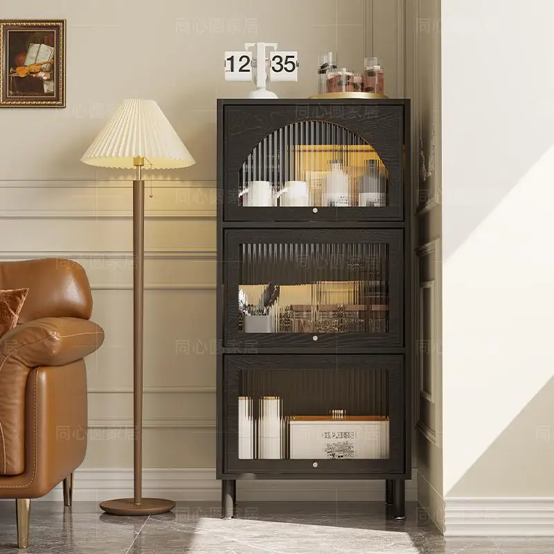 Italian wall bookcase living room display cabinet solid wood storage cabinet arched locker with door narrow cabinet custom locke