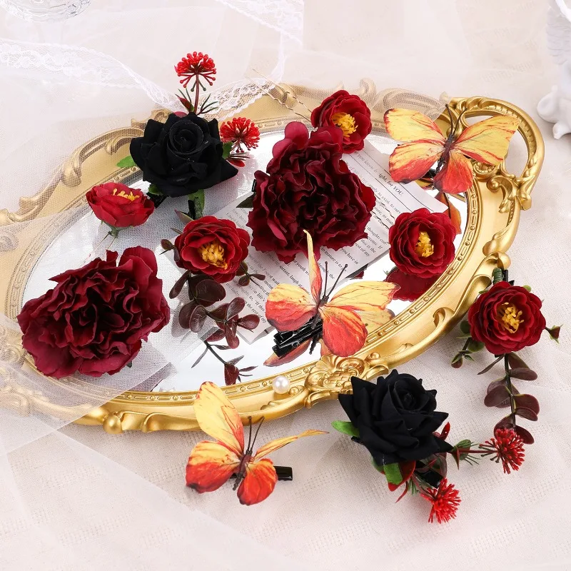 

New Chinese hairpin Mori simulation flower hair accessories flower hairpin butterfly antique headdress