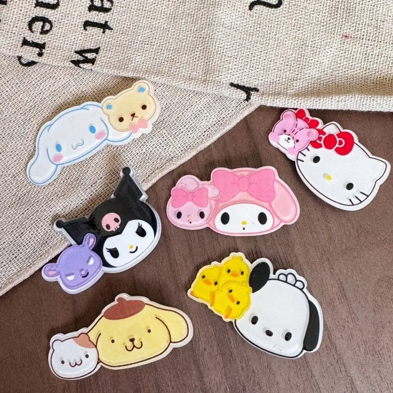 Cartoon cinnamoroll pochacco HelloKitty sweet and cute acrylic side clip hair accessories Sanrio series children's decorations