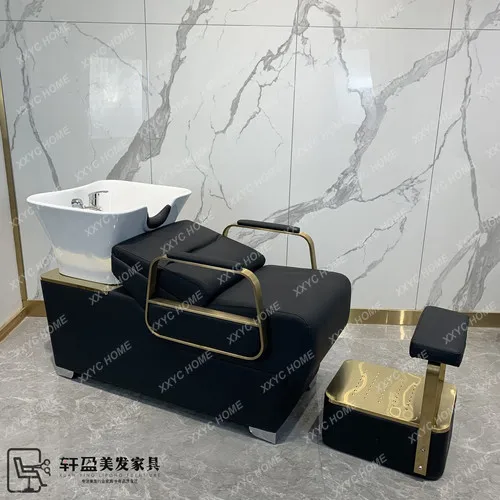 Barber Shop Shampoo Chair for Hair Salon Deep Ceramic Basin High-End Simple