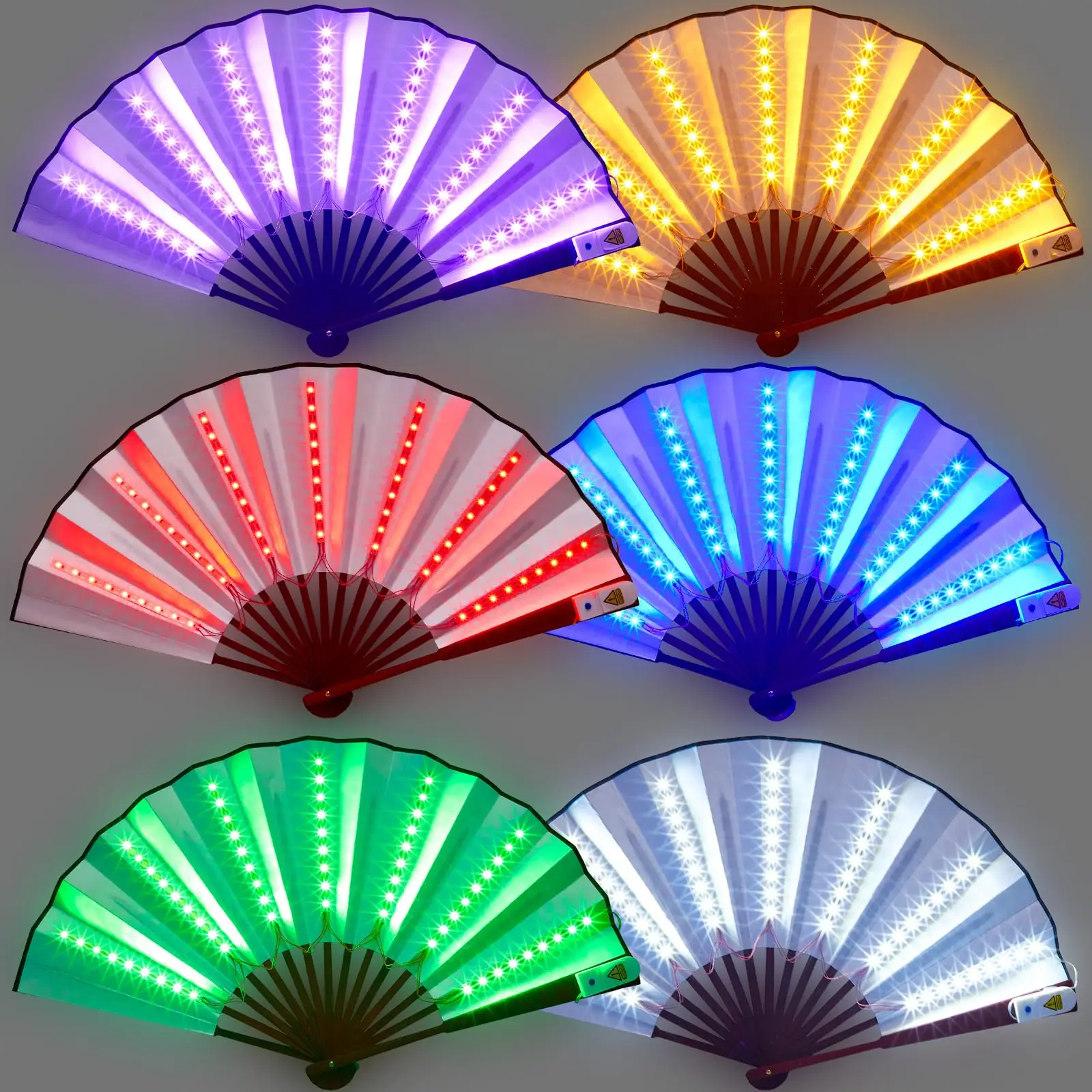 LED Glowing Folding Fans Light Foldable Fan With Fluorescent Grow Battery Operated Bar Living Night Hand Stage Performance Glow