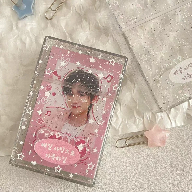 Ins Sparkling Star Photo Card Storage Box Kpop Card Storage Box Student Desktop Small Object Storage Organizer Case