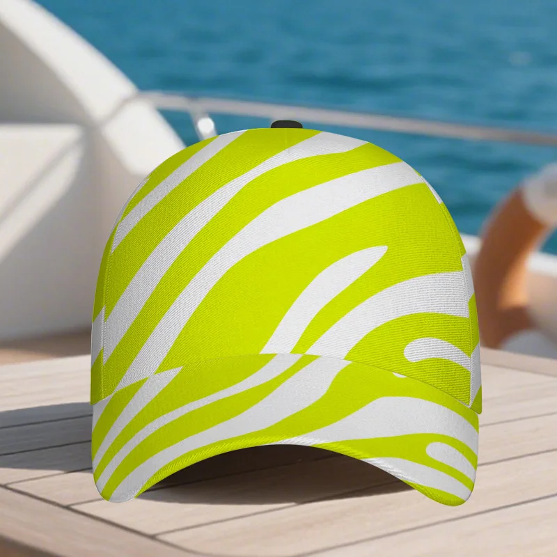 Neon Zebra Striped Snapback Cap a Lightweight Adjustable Baseball Hat Featuring a Full-Body Vibrant Design Ideal for Running