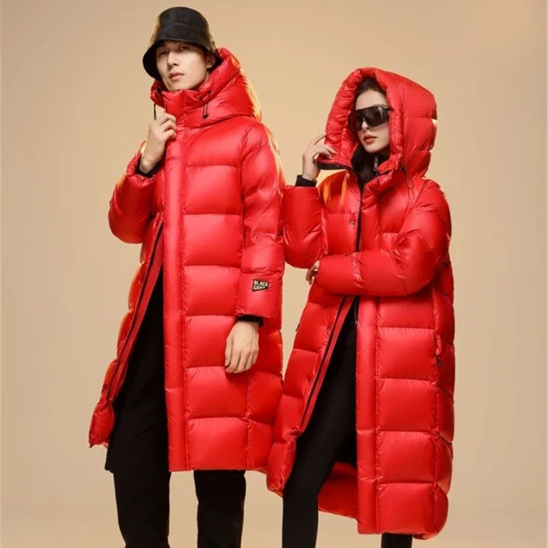 Top Grade Women Red 90%  White Goose Down  Thick（Winter) Warm  X-Long Jackets 2023 New Arrivals Female Hooded Down Parka