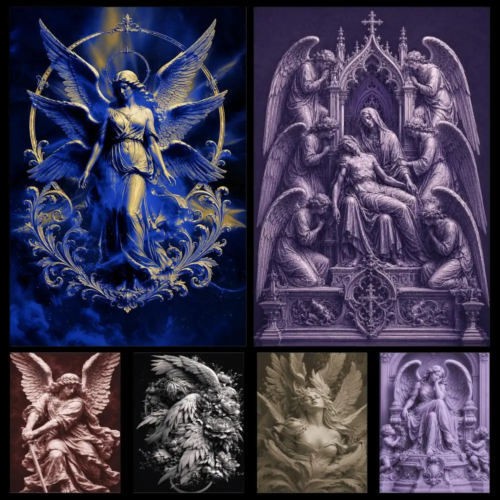 Gothic Angel Classic Baroque Aesthetic Poster PP Self Adhesive Decorative HD For Garage Gaming Room Living Room Gift