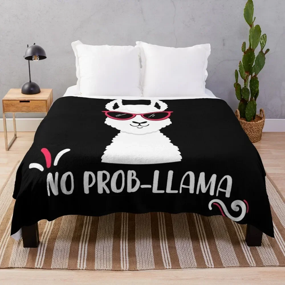 

No Prob-Llama - Funny Cute Llama wearing Glasses Throw Blanket Plaid on the sofa for babies for winter Moving Blankets