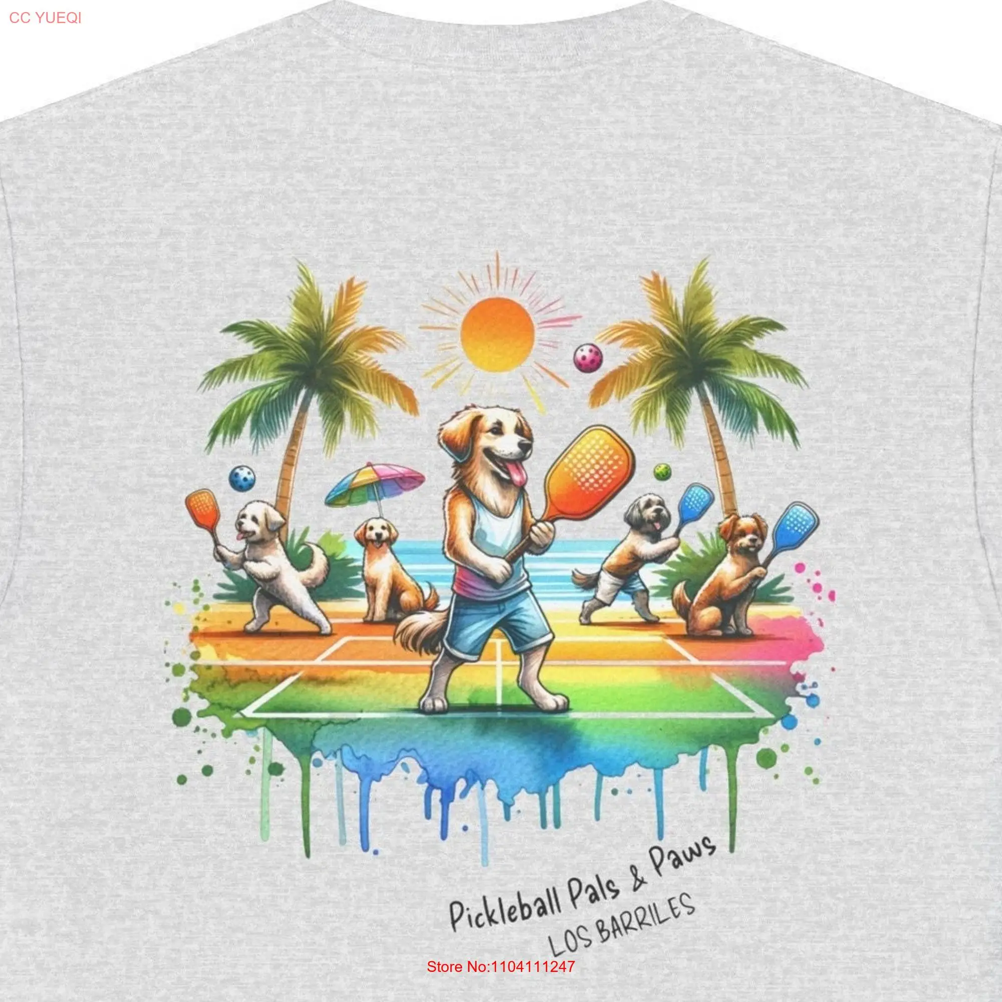 Puppies Playing Pickleball T Shirt Fun Dog Lover for Mexico Vacation Tropical Beach Vibes in Los Barriles Baja