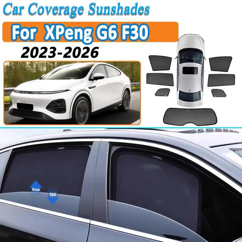 For XPeng G6 F30 2023-2025 Car Mesh Sun Shade Magnetic Sunshade Sun Visor Window Anti-UV Heat insulation Accessories Mosquito