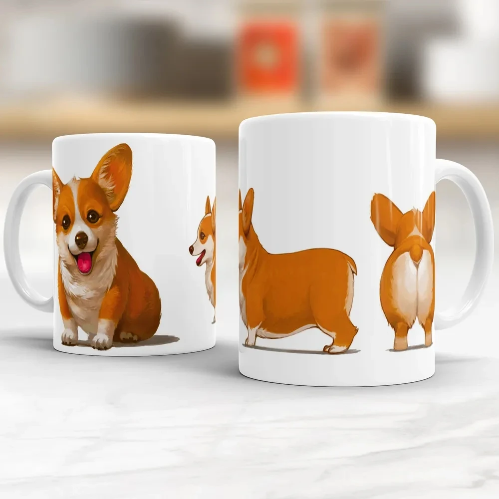 I like my corgi dogs mugs 11oz  Anime Ceramic Coffee Mug Dog Lover friends Birthday Gift Home Tea Cup