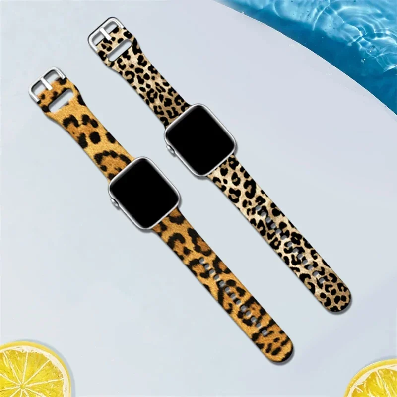 Leopard Strap for Apple Watch Band 42mm 46mm 45mm 40mm 44mm 49mm Silicone Watchband Bracelet for IWatch 10 9 Ultra 2 8 SE 7 6 3