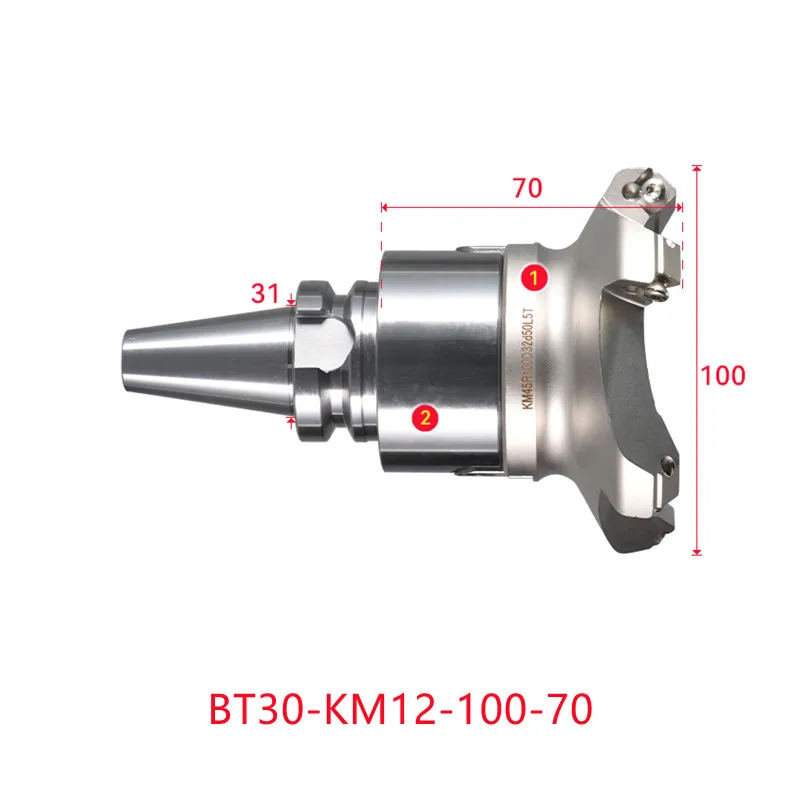 

Face end mill BT30-KM12-100-70 shoulder milling cutter Stainless steel body Tool holder set CNC Milling New