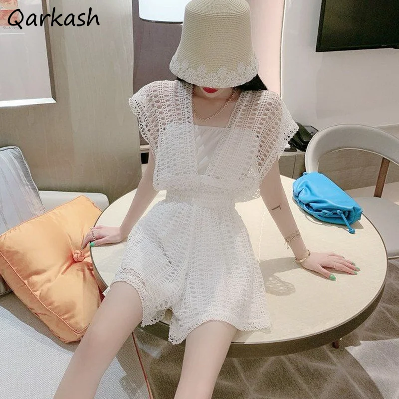 Pagliaccetti da donna scava fuori design con scollo a V popolare High Street estate colore puro adorabile casual femminile minimalista sexy elegante Mujer