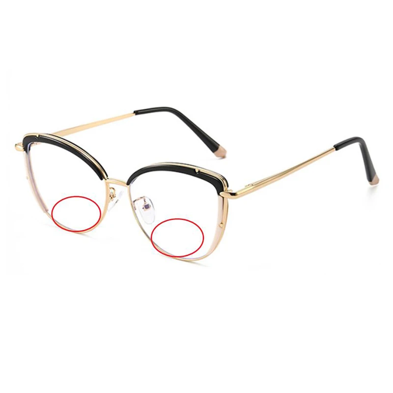 

Women Cat Eye Anti Blue Ray Bifocal Myopia Glasses Girls Fashion Patchwork Elasticity Legs Nearsighted Spectacles Look Near Far