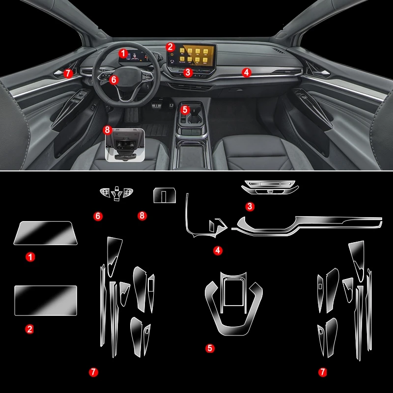 TPU protective Film For Volkswagen VW ID.4 ID 4 ID.6 ID6 Crozz X Transparent Center Control Gear Door Outlet Panel anti-scratch