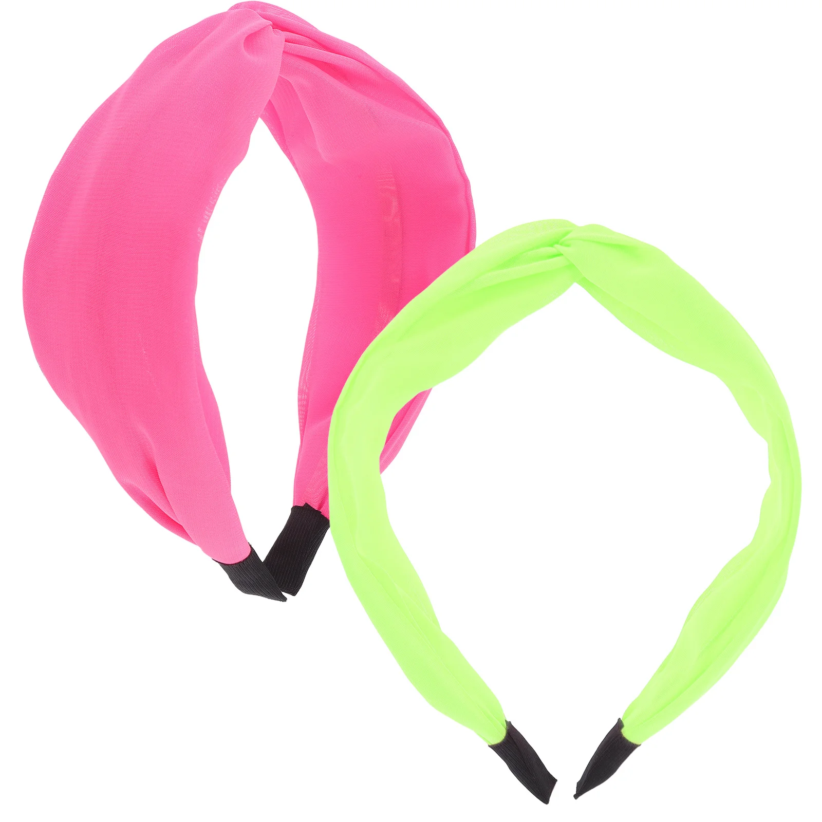 

2Pcs Women Fluorescent Knot Headband Neon Accessories Retro Style Hairband Party Performance Hair Accessory Disco Headband