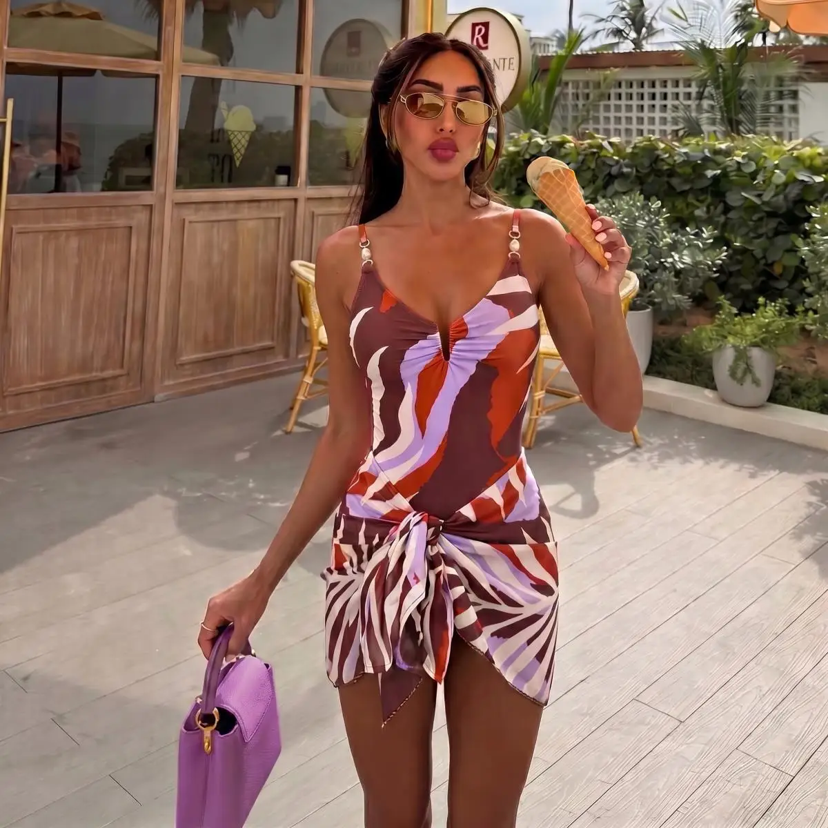Deep V One Piece Swimsuit Women 2026 New Bikini Sexy Swimwear Female Bandeau Biquini High Cut Swim Suits Bathingsuit Beachwear
