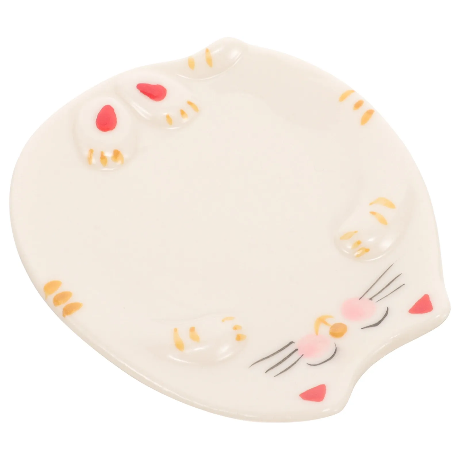 Ceramic Watercolor Palette Tray Adorable Cat Pattern Smooth Surface Color Mixing for Nail Art Manicure Gouache Painting Portable