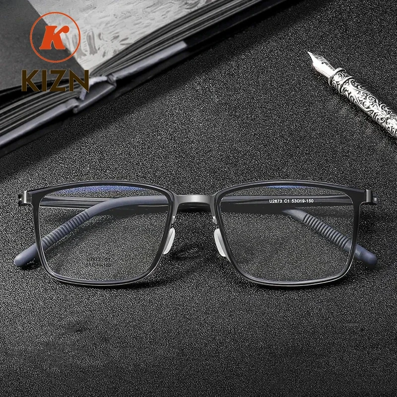

Очки KIZN для мужчин, оправа 138-140 мм, гибкие, с диоптриями, ультратонкие, титановые, безвинтовые, дизайнерские (Gafas)