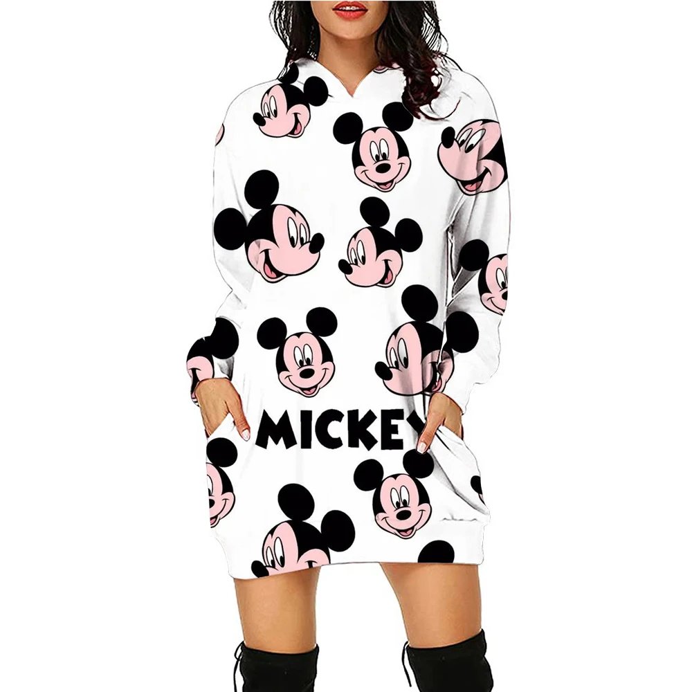 Mickey Mouse Cartoon Anime Women\'s Hoodie Dress Spring and Autumn Edition Women\'s Round Neck Hoodie 2024 New Edition