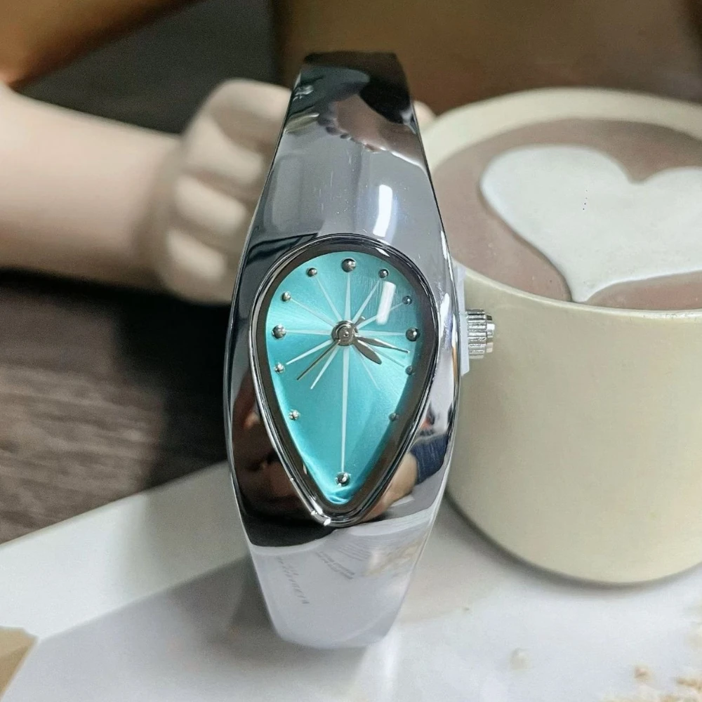 Pulseira exclusiva gota de água relógio de quartzo vintage masculino feminino y2k lâmina especial design de lâmina criativa relógio masculino de aço de alta qualidade