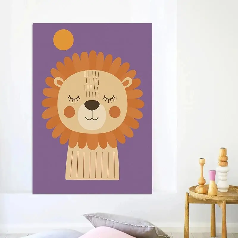 البساطة لطيف سوان الأغنام يونيكورن الثعلب اللون النقاط التوضيح المشارك قماش اللوحة طباعة للأطفال الحضانة جدار ديكور فني للمنزل