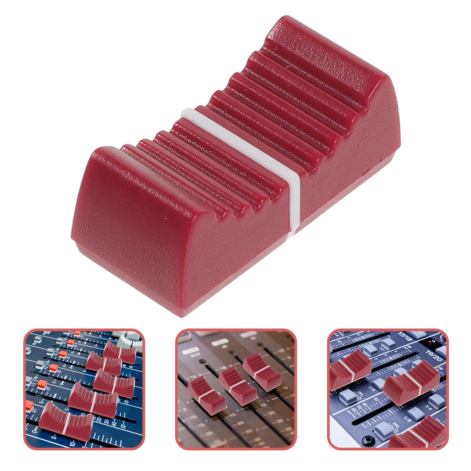 

6 Pcs Potentiometer Knob Mixer Attachment Part Slide Rail Flat Push Shaft Red Knobs