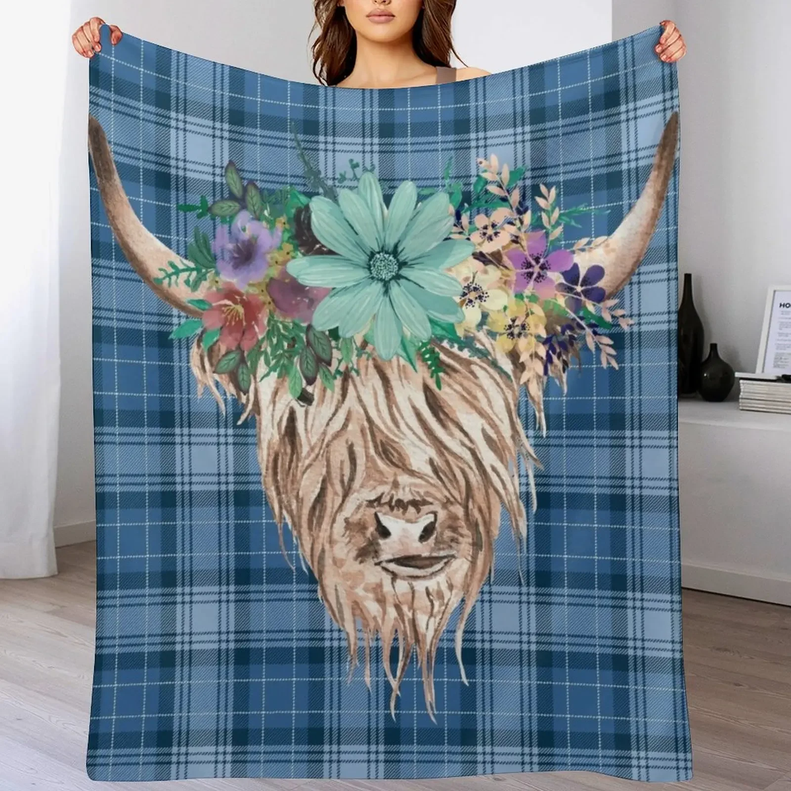 Scottish highland cow tartan braveheart Throw Blanket cosplay anime Luxury Brand sofa bed Sofas Blankets