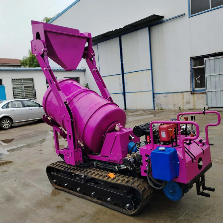 Mini Crawler Type Cement Concrete Mixer Mortar Mixing Machine Tracked Dumper Cement Mixer Diesel Engine Crawler Concrete Mixer