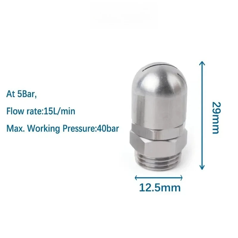 2pc 1/4 Inch Stainless Steel Rotary Cleaning Nozzle 360 Degree Self Rotating Mini Spray Tip for Industrial Dust Removal and