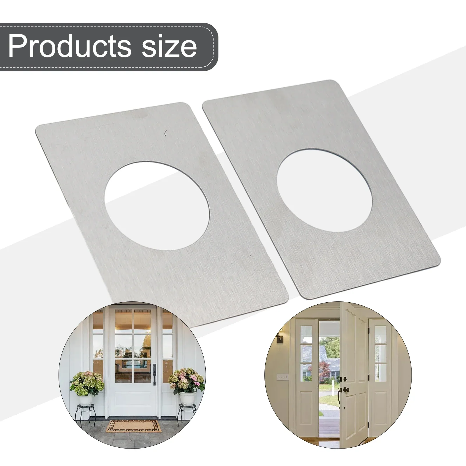 Tools Doors Lock Plate Deadbolt Door Knob Rust Resistant Silver Stainless Steel 2Pcs Rounded Corners High Quality