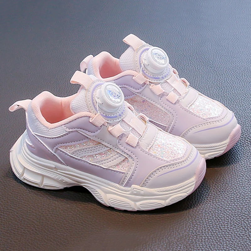 

Korean Style Teenager Kid's Sneakers PU Leather Waterproof Boy's Girl's Sneakers Soft-soled Children's Running Shoes Sequins