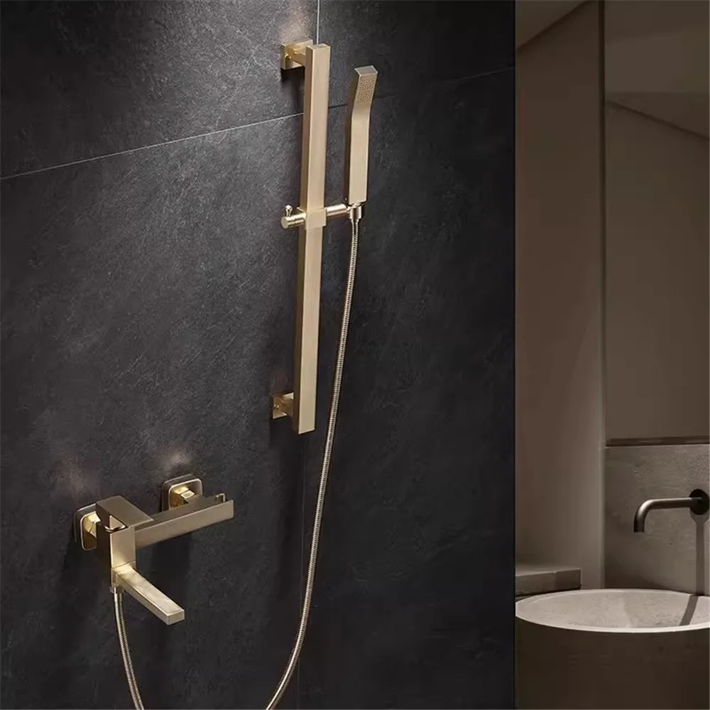 

Матовый золотой набор смесителей для ванны и душа, настенный смеситель для ванны, смеситель для душа, смесители для ванной комнаты, латунь