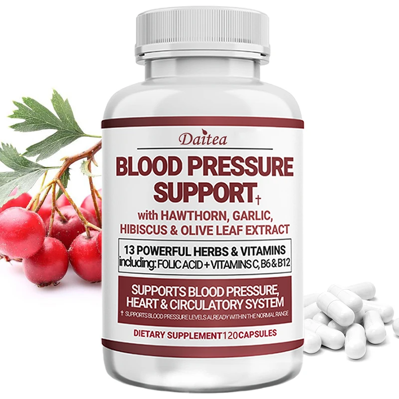 Blood Pressure Support Capsules - Supports Fat Metabolism, Blood Circulation, Healthy Brain, Heart, Blood Vessels Supplement