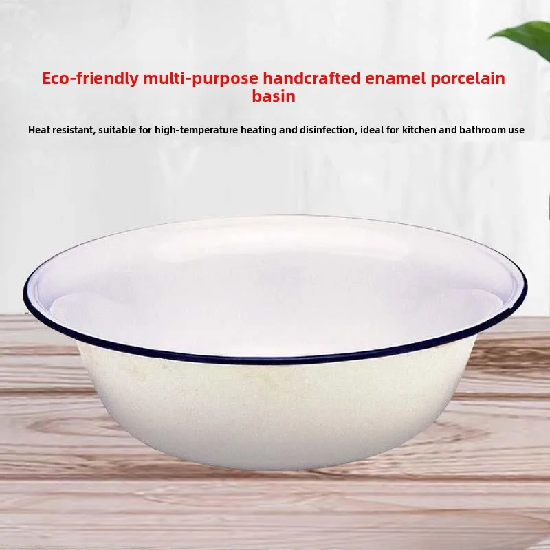 Bol à soupe classique rétro en émail profond avec bol à usage domestique roulé, plateau alimentaire en porcelaine, assiette à soupe, bol à riz en porcelaine