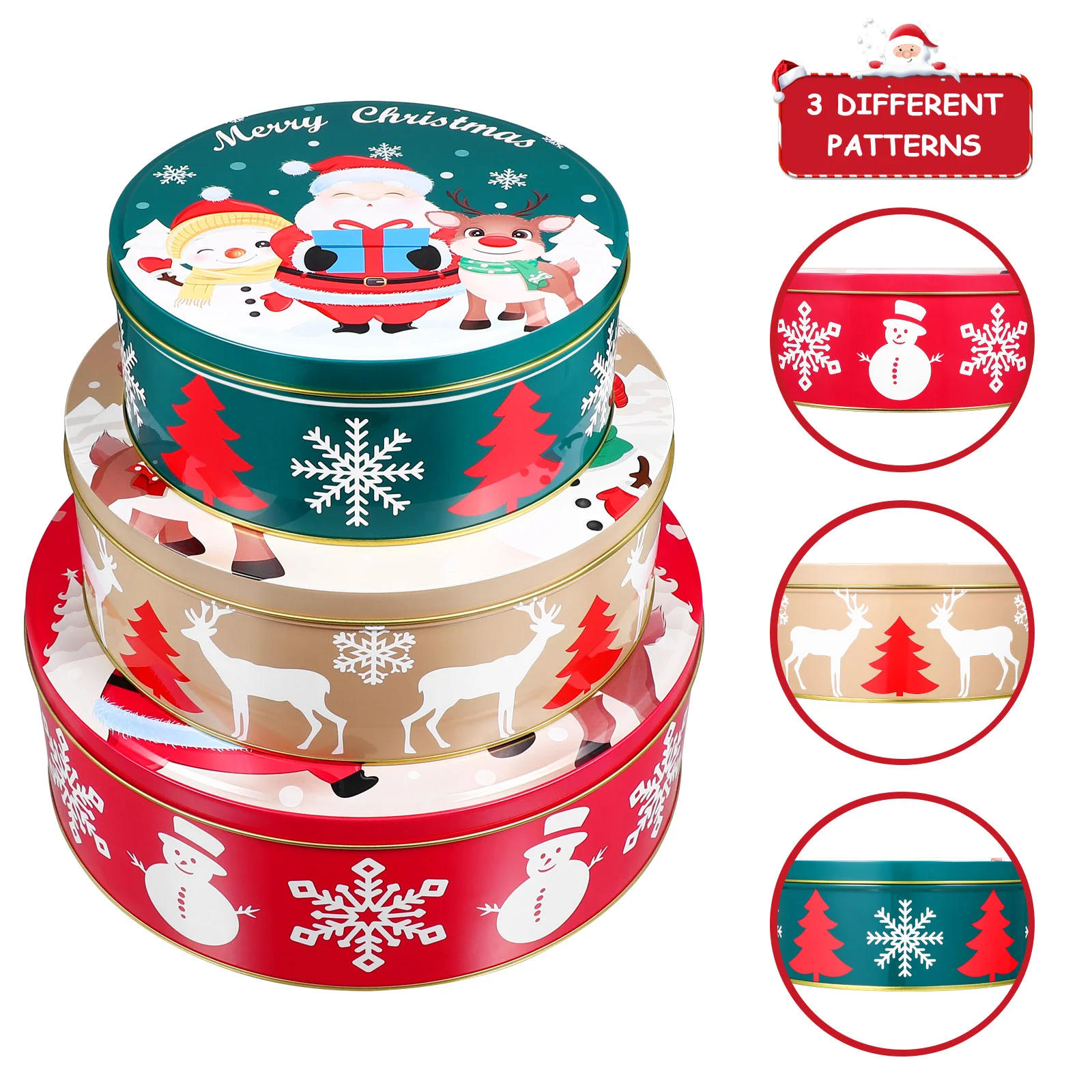 Christmas Cookie Tins Box Chocolate Candy Storage Containers Ice Bag Cookies Tinplate