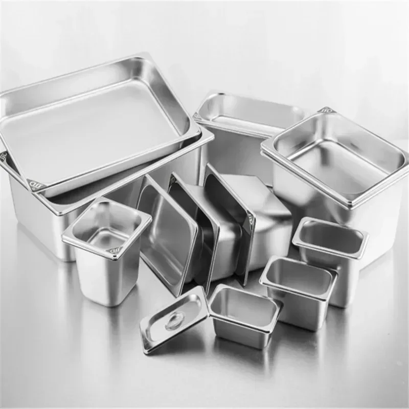 square basin Rectangle tray basin with lid GN Pan stainless steel Food pan Chafing Buffet restaurant milk tea shop seasoning box