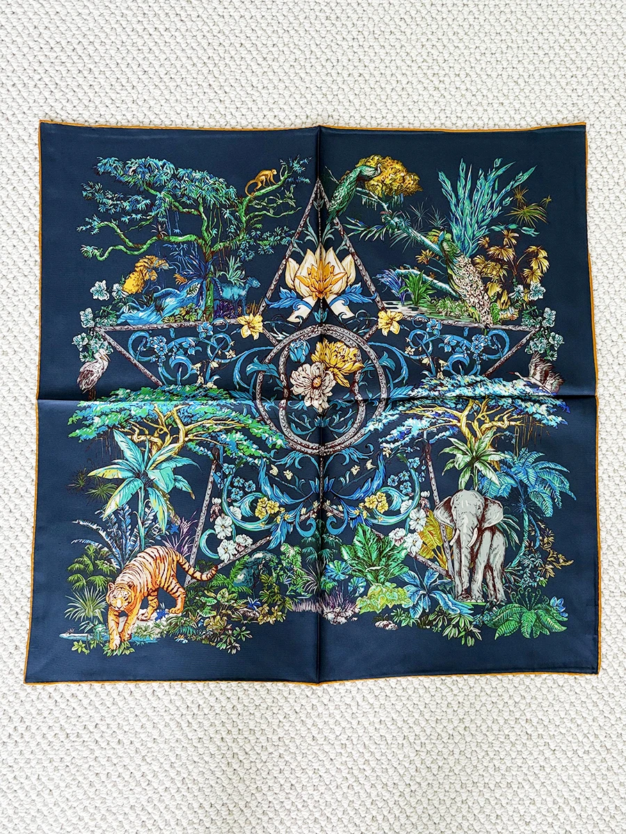 

Double Side Silk Neck Scarf Square Head Bandanas Women Mulberry Scarves Neck Hair Foulard Femme 65cm*65cm Valentine's Day gift